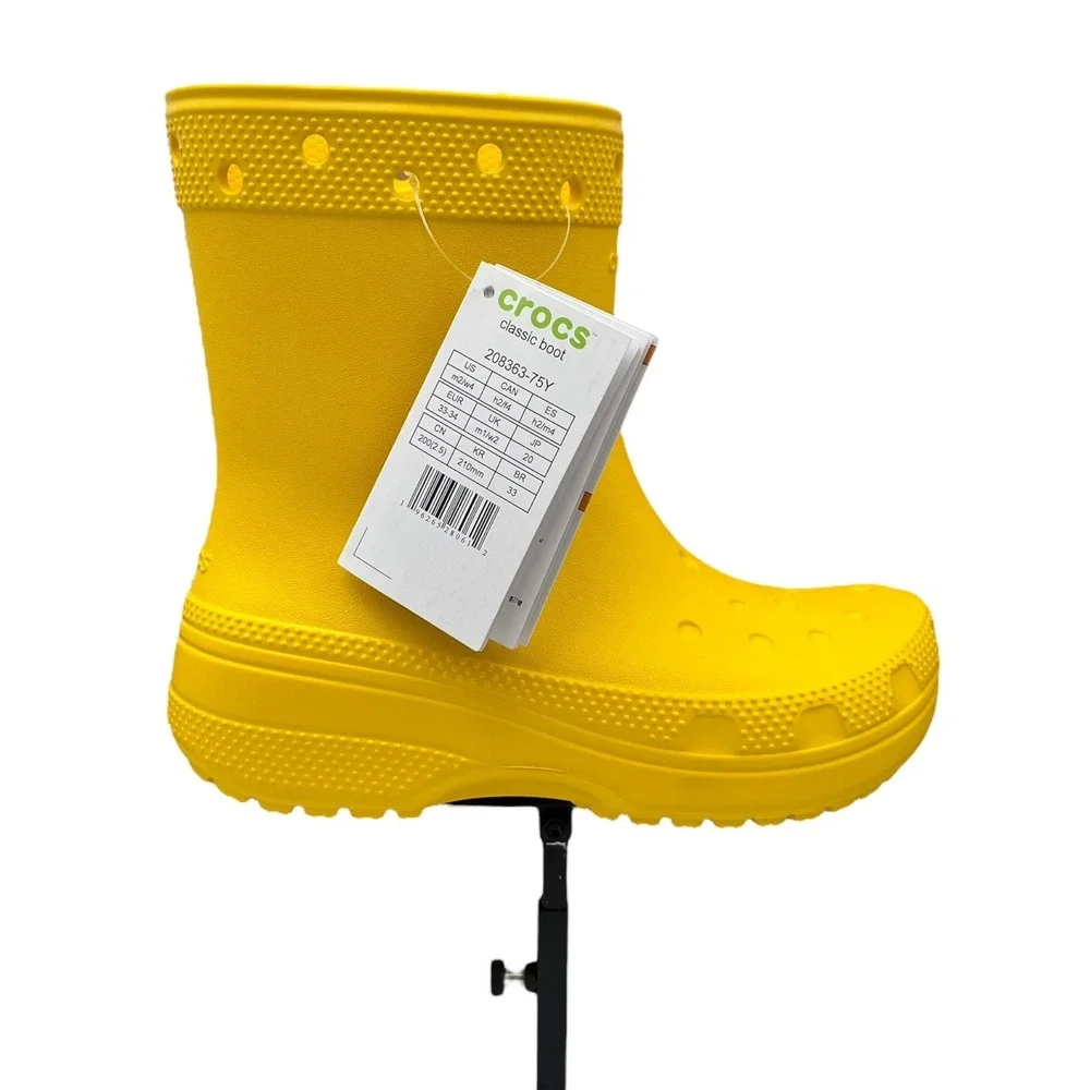 Crocs Youth Girls Boys‎ Rain Boots Size 2/Women's Size 4 Solid Yellow Waterproof